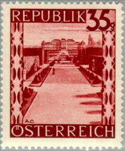 Stamp, Belvedere (Vienna), Austria,  , Landscapes