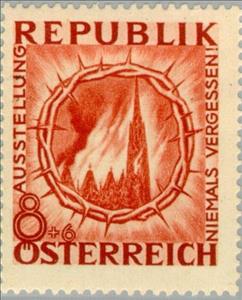 Stamp, Stephans cathedral burning, Austria,  , Expositions, Disasters, Fire and Flames, Churches - Cathedrals - Basilicas - Chapels