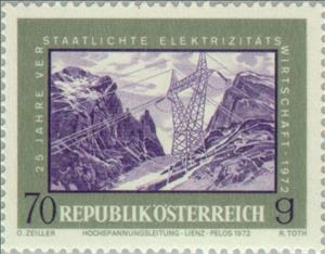 Stamp, High Voltage Power Line Lienz-Pelos, Austria,  , Industry, Energy, Electricity
