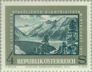 Stamp, Water Reservoir Zemm, Austria,  , Water works, Energy, Dams, Power Plants