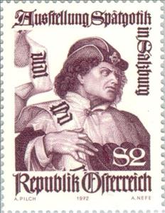Stamp, "Saint Hermes", painting by Conrad Laib, Austria,  , Expositions, Religion, Saints, Painters, Gothic