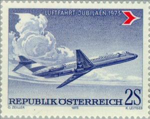 Stamp, Douglas DC-9 of the Austrian Airlines, Austria,  , Aviation, Airlines, Aircrafts