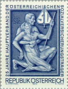 Stamp, Symbolism for aid and support, Austria,  , Finance, Insurances