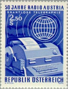 Stamp, Telex & globe, Austria,  , Communication, Telecommunication, Broadcasting Corporations, Telegraphy, Globes