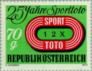 Stamp, Badge of the Austrian sport pools, Austria,  , Sport, Gambling