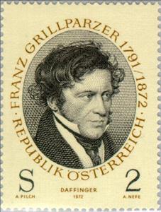 Stamp, Franz Grillparzer (1791-1872) poet, by Moritz M. Daffinger, Austria,  , Paintings, Literary People (Poets and Writers)