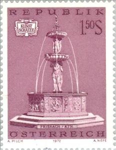 Stamp, Fountain in Friesach (Kärnten), Austria,  , Fountains, Art