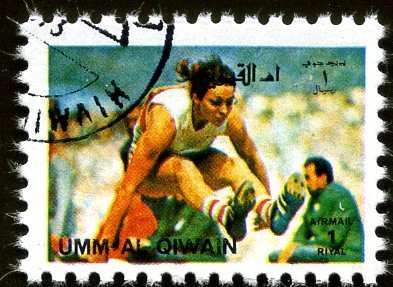 Stamp, Long Jump, Umm al-Qiwain,  , Athletics, Olympic Games, Long Jump, Athletes