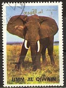 Stamp, African Elephant (Loxodonta africana), Umm al-Qiwain,  , Mammals, Elephants, Animals (Fauna)