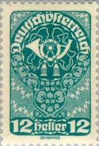 Stamp, Posthorn, Austria,  , Post Horns