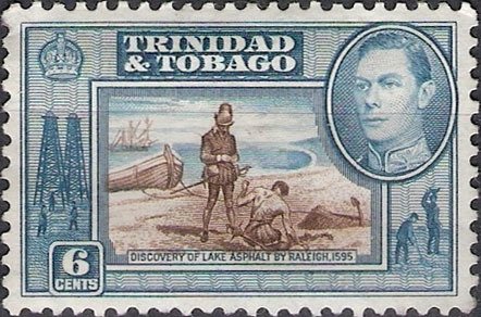 Stamp, Discovery of Lake Asphalt, Trinidad and Tobago,  , Lakes