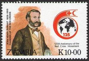 Stamp, Jean-Henri Dunant, Zambia,  , Red Cross and Red Crescent