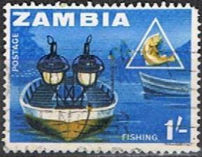Stamp, Fishing into the Night, Zambia,  