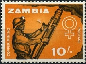 Stamp, Worker into a Coppermine, Zambia,  