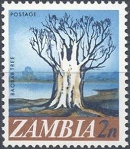 Stamp, Baobab tree, Zambia,  , Trees, Plants (Flora)