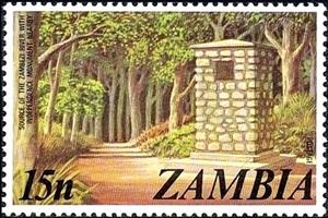Stamp, Source of the Zambezi River, Independence Monument, Zambia,  