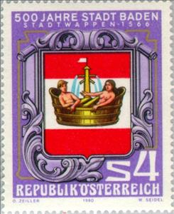 Stamp, Coat of arms of Baden (1566), Austria,  , Coats of Arms