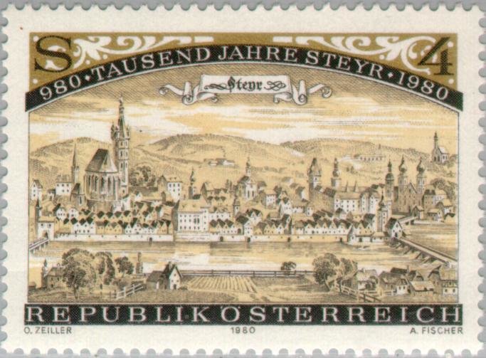 Townscape of Steyr (c. 1693) copper engraving