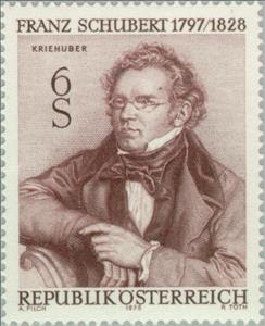 Stamp, Franz Schubert (1797-1828) composer, Austria,  , Music, Composers