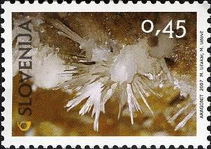 Stamp, Minerals - Aragonite, Slovenia,  , Minerals