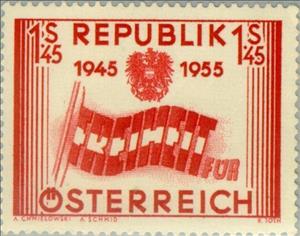 Stamp, Flag made of the word "Freiheit" (Freedom), Austria,  , Flags, Heraldic Animals, Coats of Arms