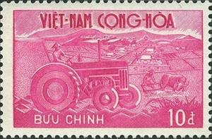 Stamp, Tractor and Plow, Vietnam, South,  , Agriculture, Agricultural Machinery