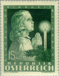 Stamp, Christmas, Austria,  , Christmas, Feasts, Lamps and Candles