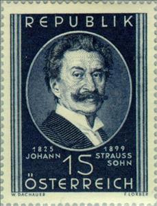 Stamp, Johann Strauss Jr. (1825-1899) composer, Austria,  , Music, Composers
