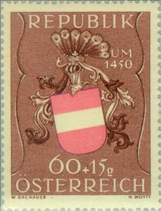 Stamp, Coat of arms c. 1450, Austria,  , Heraldic Animals, Coats of Arms