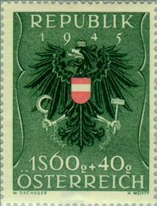 Stamp, Federal coat of arms (1945), Austria,  , Heraldic Animals, Coats of Arms