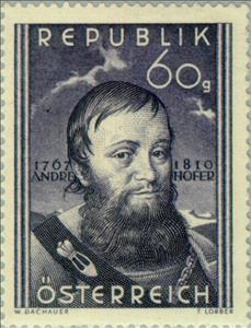 Stamp, Andreas Hofer (1767-1810) freedom fighter, by Altmutter, Austria,  , Paintings, Freedom Fighters