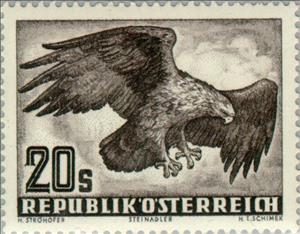 Stamp, Golden Eagle (Aquila chrysaetos), Austria,  , Birds, Birds of Prey, Eagles, Animals (Fauna)