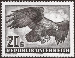 Stamp, Golden Eagle (Aquila chrysaetos), Austria,  , Birds, Birds of Prey, Eagles, Animals (Fauna)