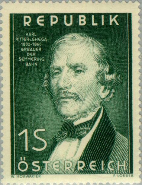 Dr. K. Ghega (1802-60) engineer, builder of Semmeringbahn