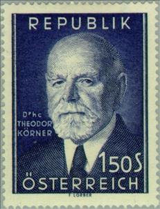 Stamp, Theodor Körner (1873-1957) federal president, Austria,  , Heads of State, Politicians