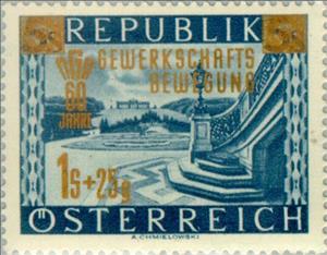 Stamp, Schönbrunn, palace gardens with gloriette (Vienna), Austria,  , Landscapes, Labour Organisations, Gardens, Palaces