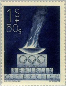 Stamp, Olympic flame, Austria,  , Sport, Olympic Games