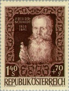 Stamp, Friedrich von Schmidt (1825-91) architect, Austria,  , Architects