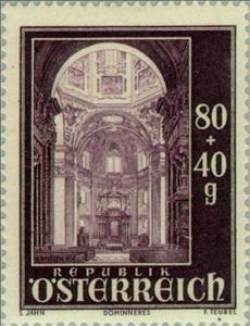 Stamp, Interior of the cathedral, Austria,  , Churches - Cathedrals - Basilicas - Chapels