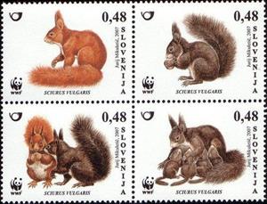 Se-tenant, Animals – WWF – Red Squirrel , Slovenia,  , WWF, Squirrels, Animals (Fauna)