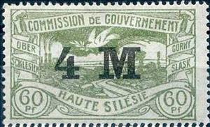 Stamp, Overprint on Peace dove, Upper Silesia,  