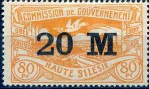Stamp, Overprint on Peace dove, Upper Silesia,  