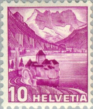 Chillon castle at Lake of Geneva & Dents du Midi