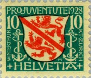 Stamp, Coat of arms of Winterthur, Switzerland,  , Heraldic Animals, Coats of Arms
