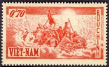 Stamp, Boat with Evacuations Poeple, Vietnam, South,  
