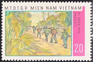 Stamp, Vietcong Fighters, Vietcong, National Liberation Front,  
