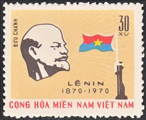 Stamp, Vladimir Lenin (1870-1924), Vietcong, National Liberation Front,  , Heads of State, Flags, Politicians, Revolutionaries, Communism, Dictators