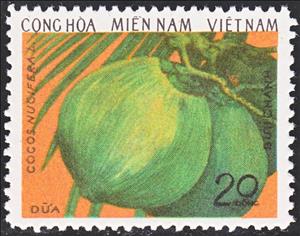 Stamp, Coconut, Vietcong, National Liberation Front,  , Fruits
