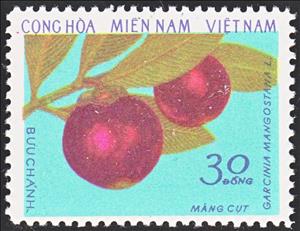 Stamp, Purple Mangosteen, Vietcong, National Liberation Front,  , Fruits