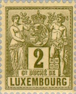 Stamp, Allegories of "Agriculture" and "Commerce", Luxembourg,  , Coats of Arms